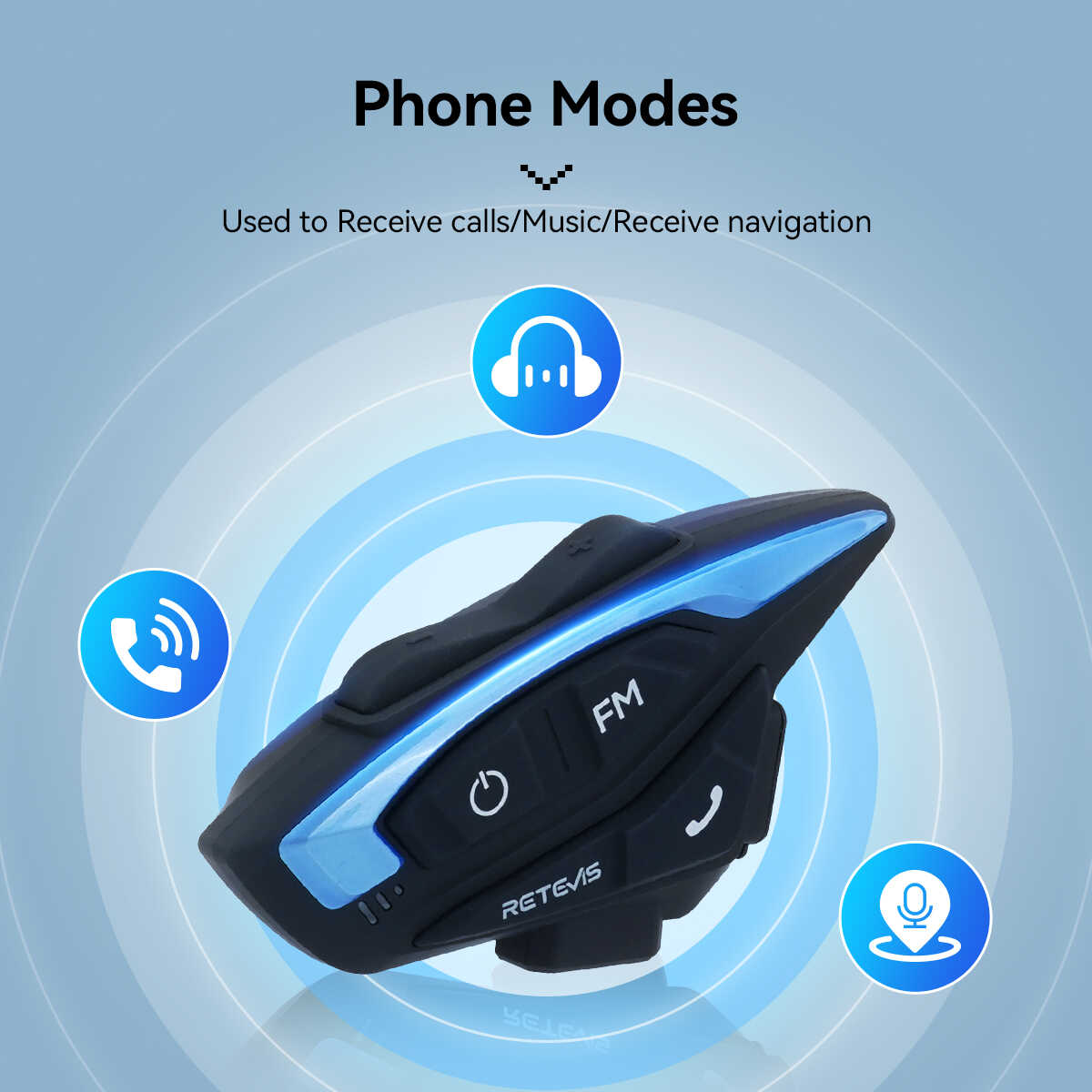 Retevis EZTalk 3A 1000m/1km Motorcycle Bluetooth Helmet Walkie Talkie