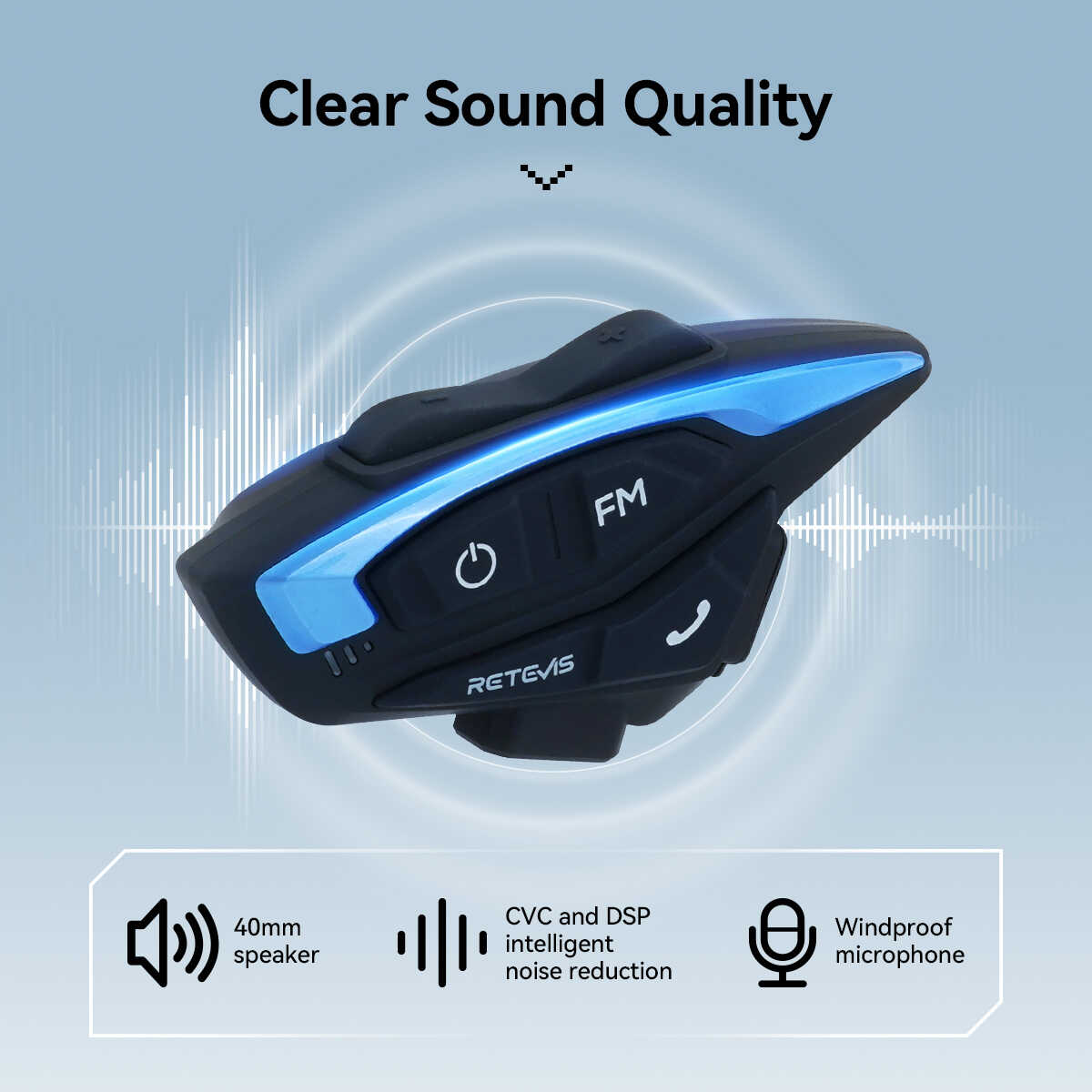 Retevis EZTalk 3A 1000m/1km Motorcycle Bluetooth Helmet Walkie Talkie